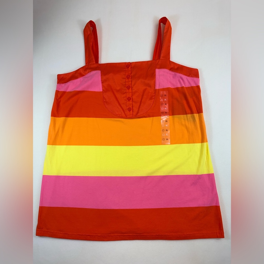 Liz Claiborne Striped Sleeveless Tank Top in Red, Pink, Orange, Yellow Size xl
